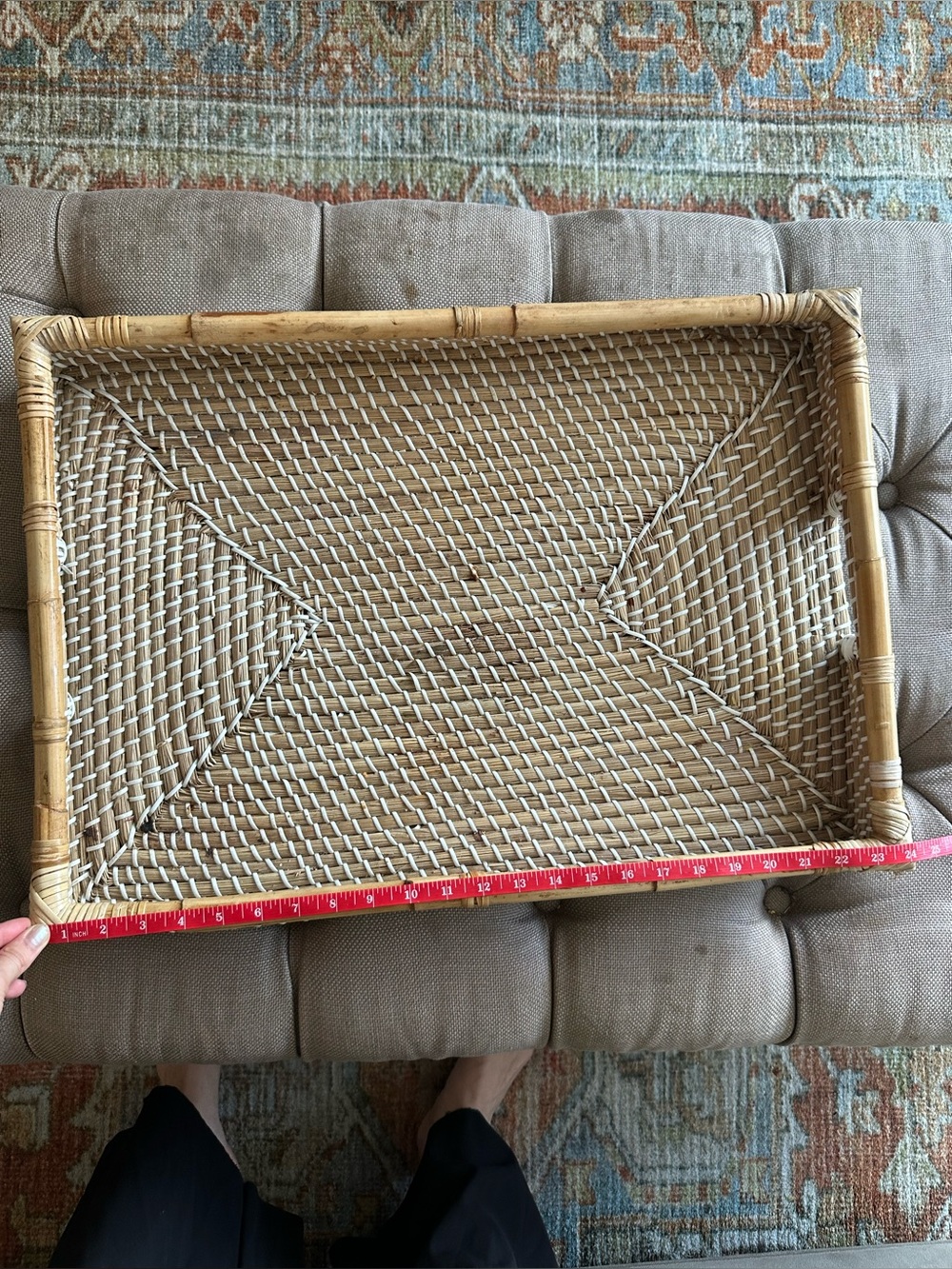 Bamboo Hand Woven Rattan Rectangular Tray - Picture 11 of 13